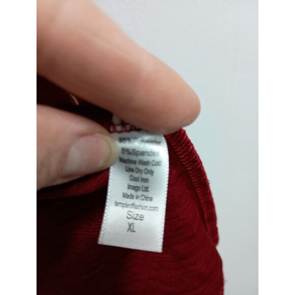 Laura Hlavac Womens Cowl Neck Top XL Red Textured Sheer Bishop Sleeve BOHO - Picture 6 of 9